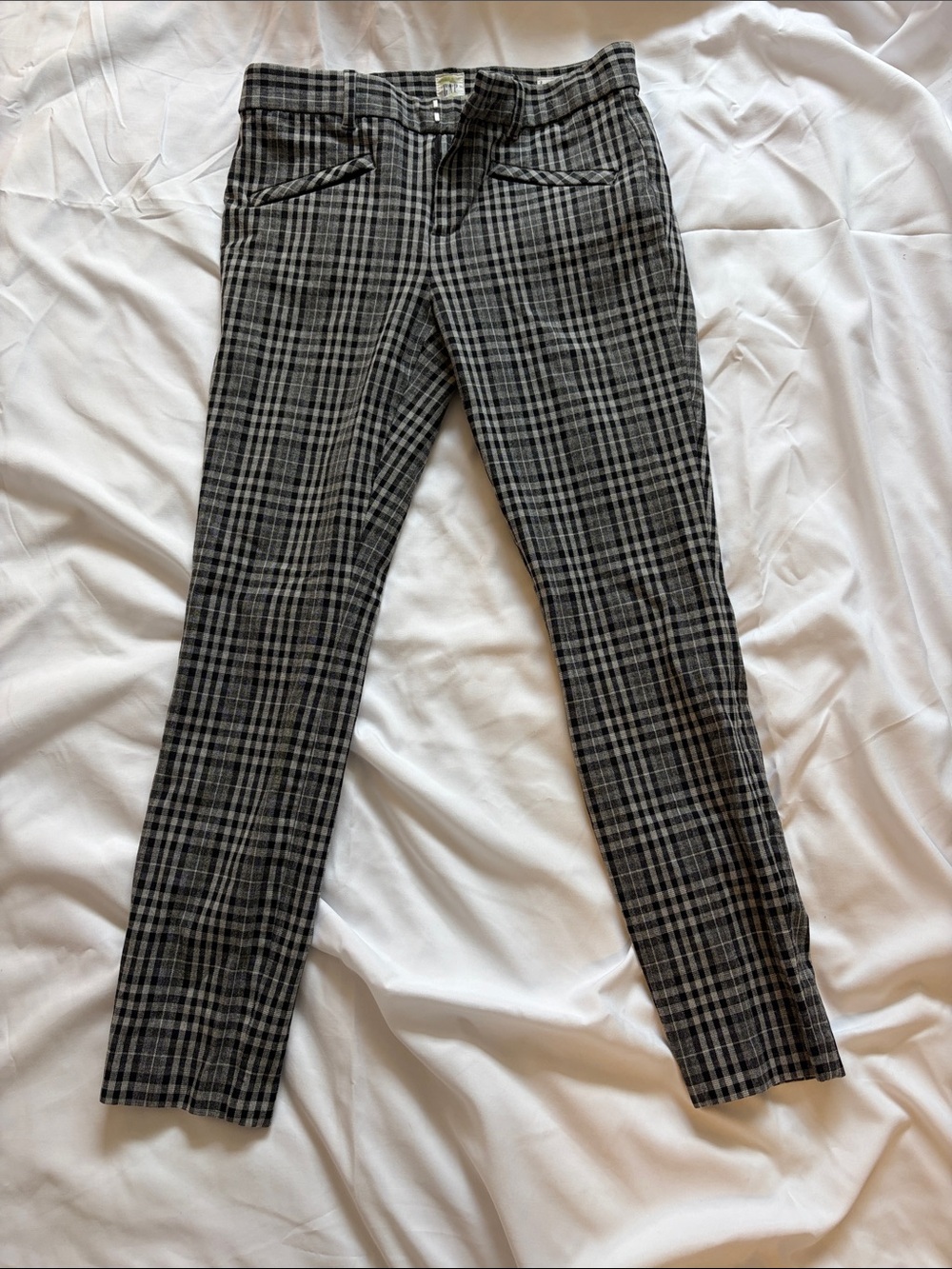 GAP Black and Gray Plaid Waistband Pants Skinny Ankle Trousers